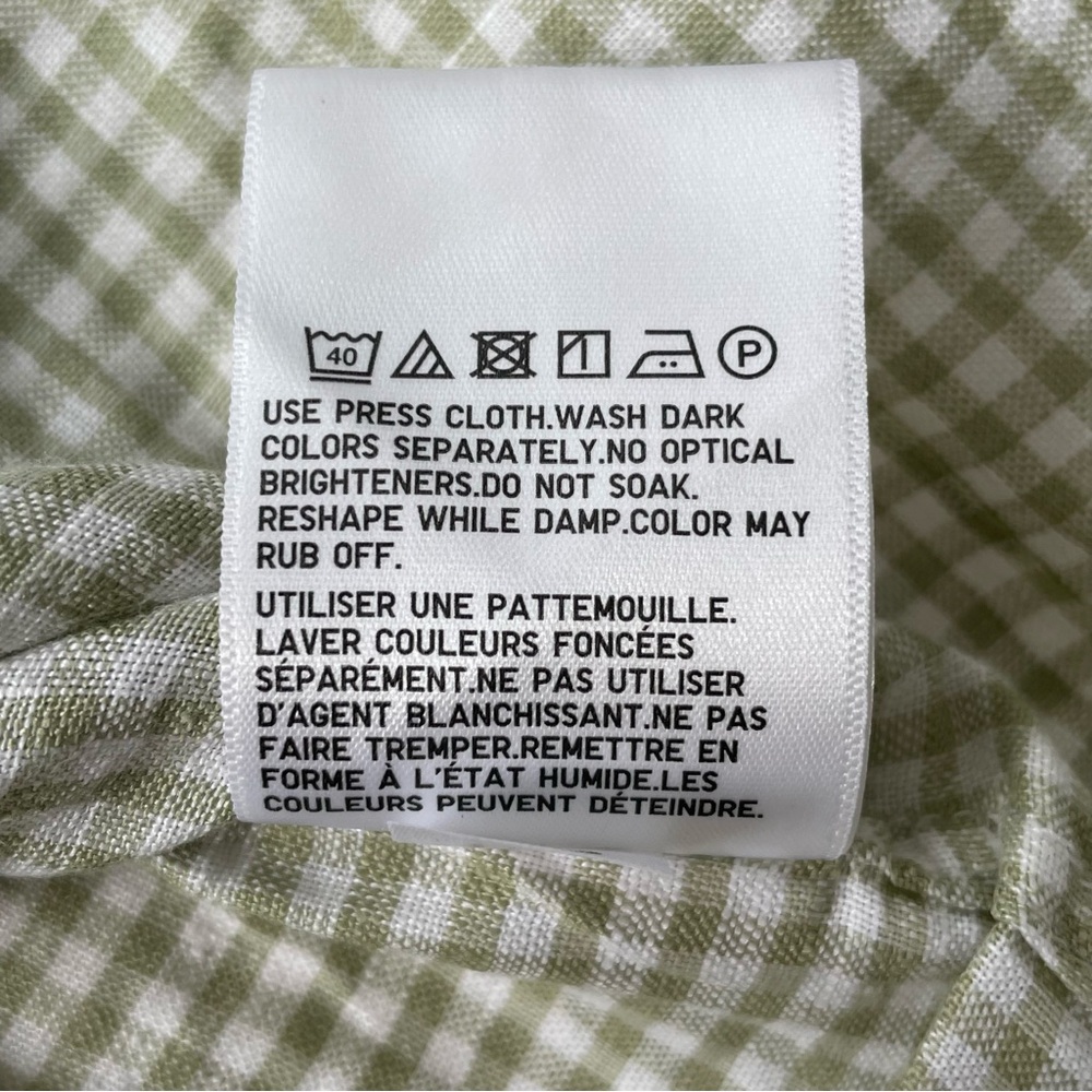 Uniqlo Linen Gingham Shirt Women’s Size Small Picnic Cottagecore Spring Green - Picture 10 of 12